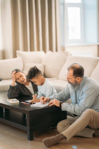 parents and child writin